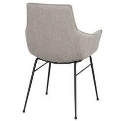 Wohnen Schwarze Möbel|Küchenstühle*Stoff Armlehnenstuhl in Hellgrau - Jackon (2er Set)