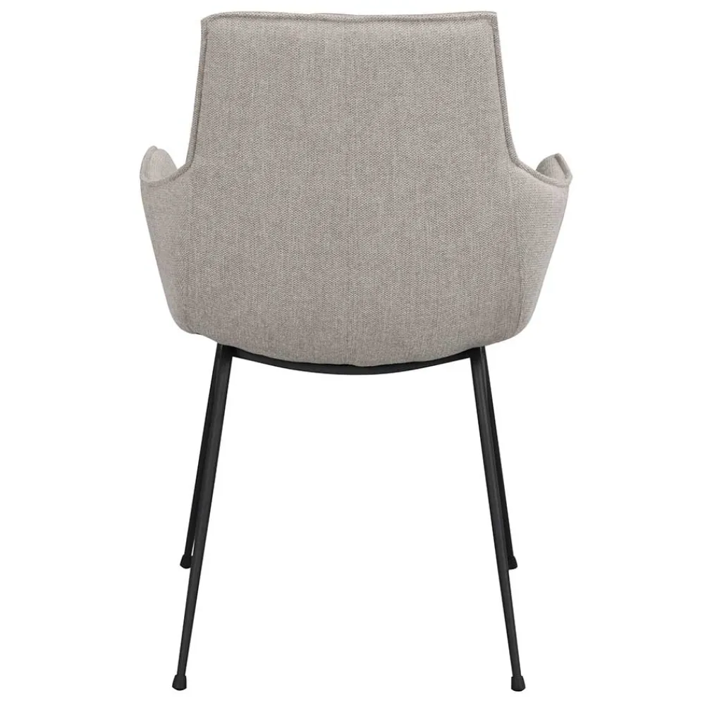 Wohnen Schwarze Möbel|Küchenstühle*Stoff Armlehnenstuhl in Hellgrau - Jackon (2er Set)
