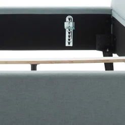 Wohnen Stoff Bett in Hellblau mit Schwarz - Longli