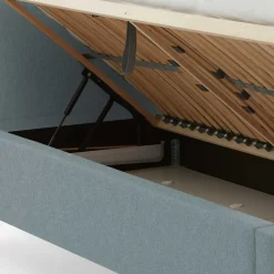 Wohnen Stoff Bett in Hellblau mit Schwarz - Longli