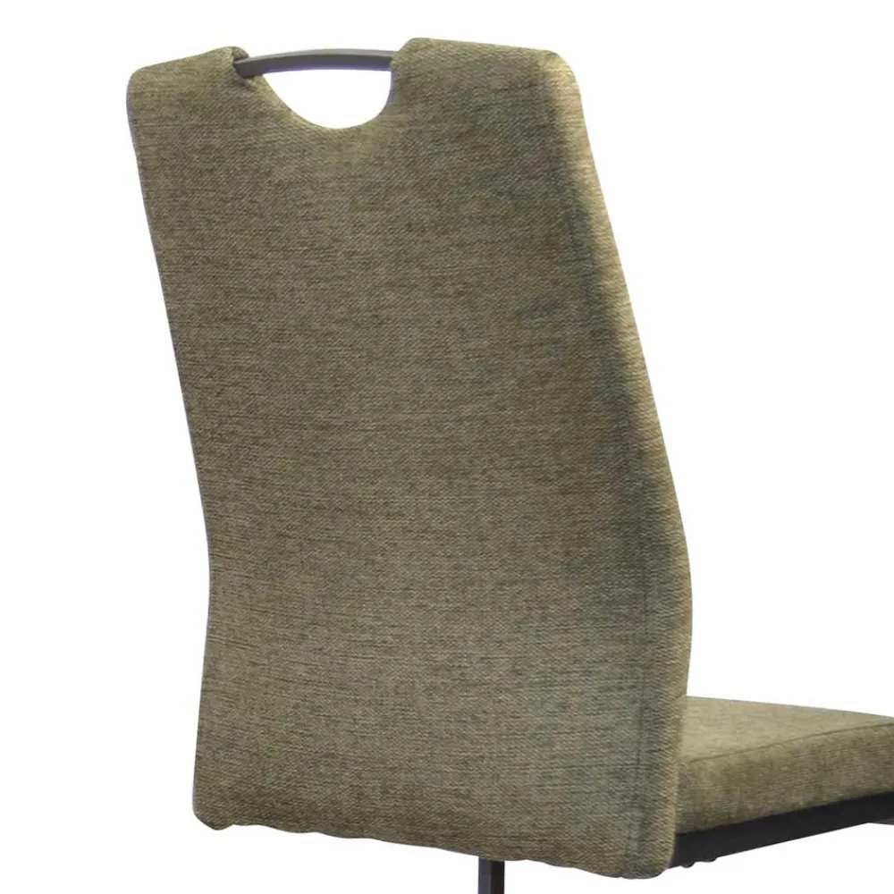 Wohnen Küchenstühle|Esszimmerstühle*Stoff Freischwinger Stühle in Oliv Grün - Maximo (4er Set)