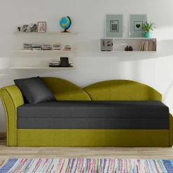 Wohnen Stoff Recamiere in Dunkelgrau und Messinggelb - Clemeta