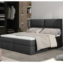 Wohnen Graue Möbel|Jugendbetten*Stoffbett in Dunkelgrau mit Stauraum - Detroit