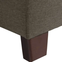 Wohnen Stoffhocker in Beigegrau und Nussbaum - Abecra