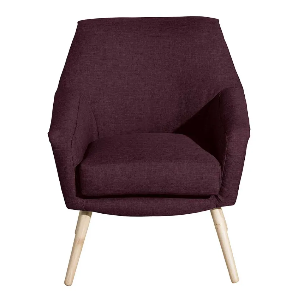Wohnen Retro Möbel|Sessel & Hocker*Stoffsessel in Bordeaux Rot - Holdin