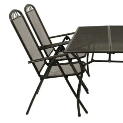 Wohnen Streckmetall Gartentisch mit 4 Klappstühlen - Postumo (fünfteilig)