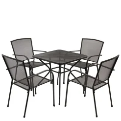 Wohnen Streckmetall Tischgruppe in Anthrazit - Comanos (fünfteilig)