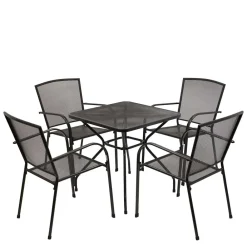 Wohnen Streckmetall Tischgruppe in Anthrazit - Comanos (fünfteilig)