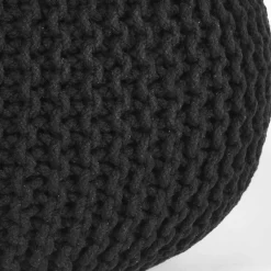 Wohnen Skandinavische Möbel|Schwarze Möbel*Strickstoff Pouf in Schwarz - Selvas