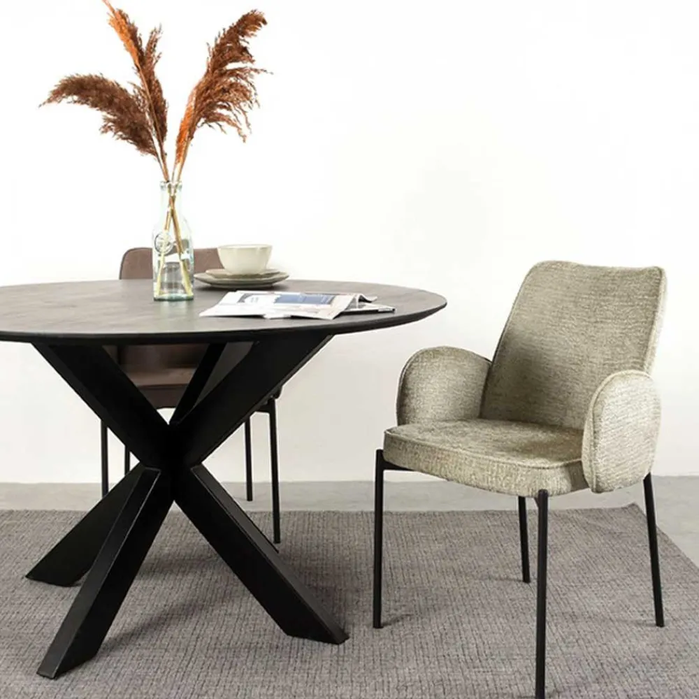 Wohnen Struktursamt Polsterstuhl in Beige - Celona (2er Set)