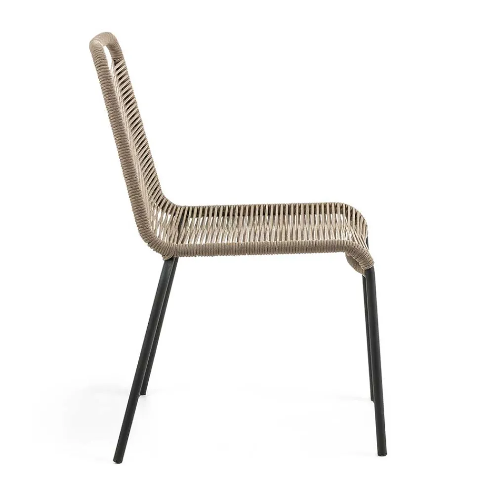 Wohnen Rattanmöbel*Stuhl aus Kordelgeflecht in Hellbraun - Fedora (4er Set)