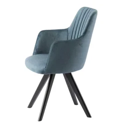 Wohnen Wohnzimmerstühle|Designermöbel*Stuhl mit Armlehnen in Blau Webstoff - Romance