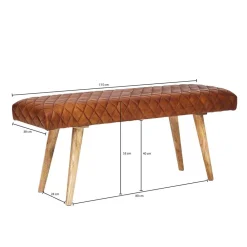 Wohnen Küchenbänke|Esszimmerbänke*Stylische Lederbank mit Rautensteppung - Barrena