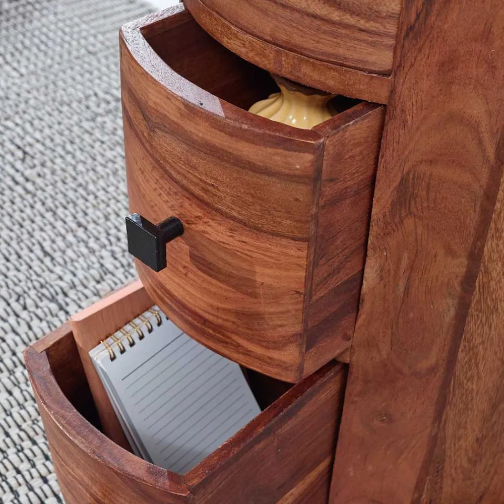 Wohnen Säulenkommode aus Mangoholz mit drei Schubladen - Active