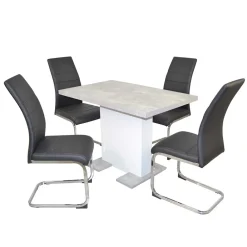 Wohnen Schwarze Möbel|Graue Möbel*Säulentisch & Schwingstühle Kombi - Bogna (fünfteilig)