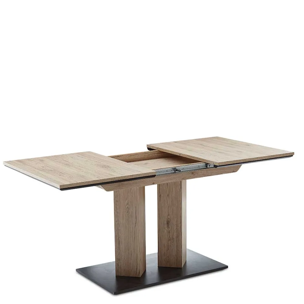 Wohnen Esszimmertische|Tische*Säulentisch in Wildeiche Optik & Schwarz - Annimo