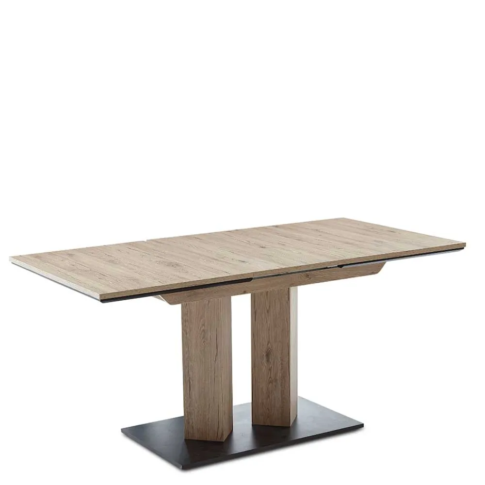 Wohnen Esszimmertische|Tische*Säulentisch in Wildeiche Optik & Schwarz - Annimo