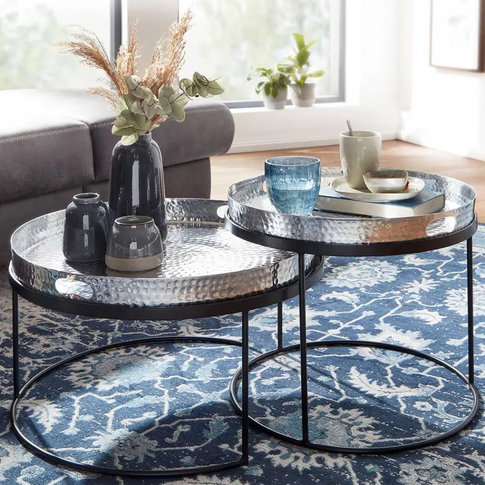 Wohnen Tablett Couchtische in Silber - Astuto (zweiteilig)