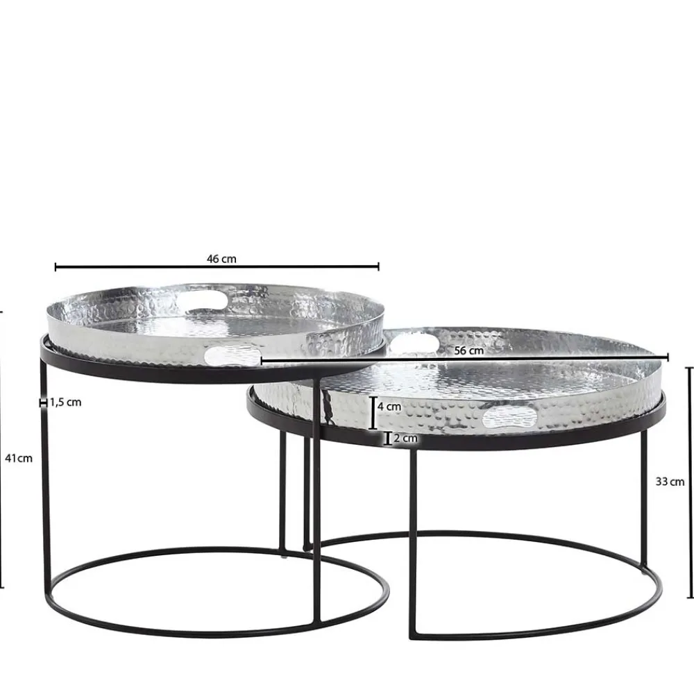 Wohnen Tablett Couchtische in Silber - Astuto (zweiteilig)