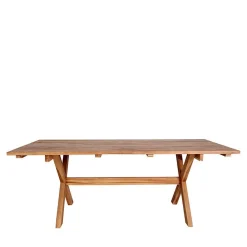 Wohnen Teak Altholz Tisch & Kunstrattan Stühle - Dariofa (siebenteilig)