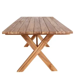 Wohnen Teak Altholz Tisch & Kunstrattan Stühle - Dariofa (siebenteilig)