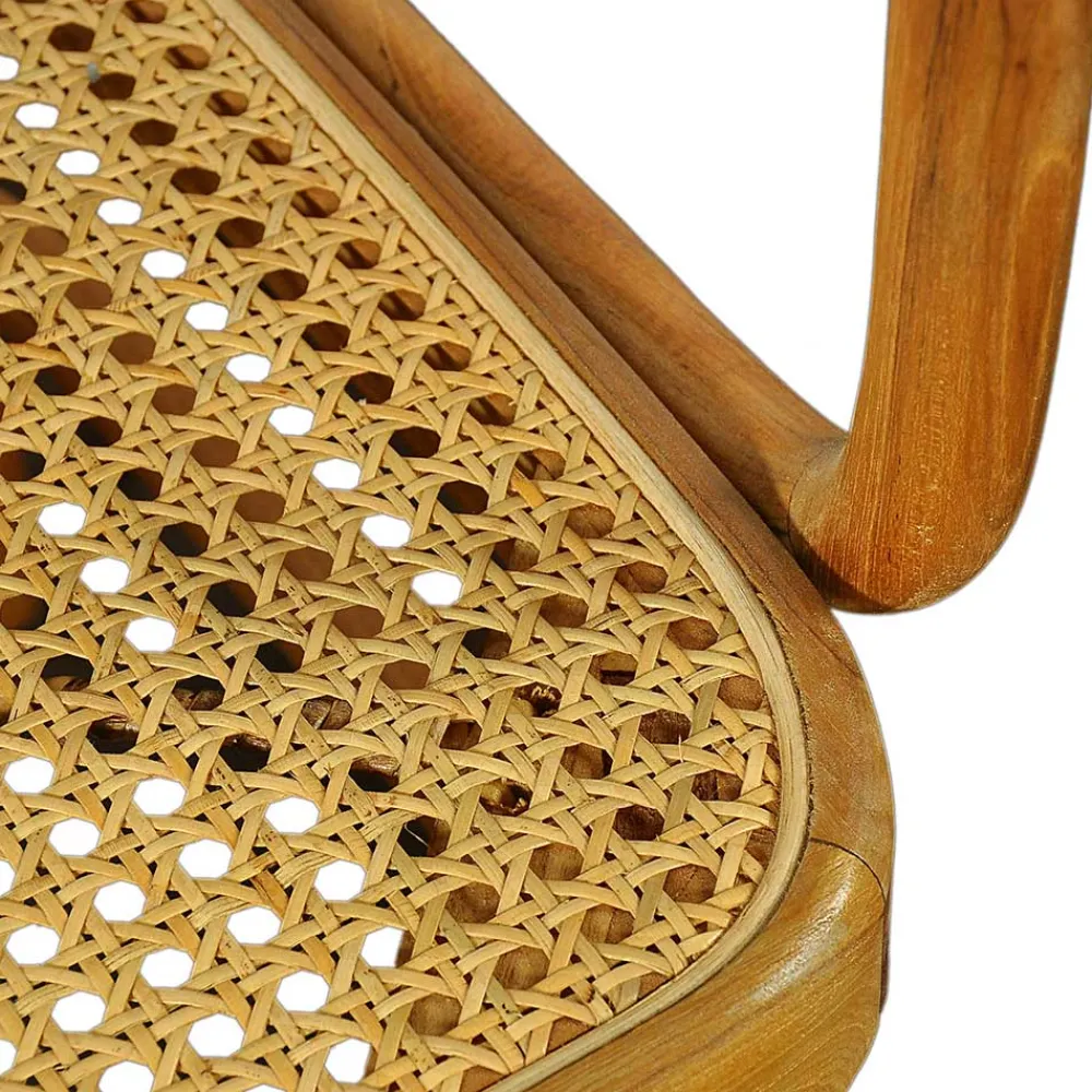 Wohnen Wohnzimmerstühle|Rattanmöbel*Teak Armlehnenstuhl mit Wiener Geflecht - Crasidio