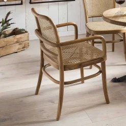 Wohnen Wohnzimmerstühle|Rattanmöbel*Teak Armlehnenstuhl mit Wiener Geflecht - Crasidio