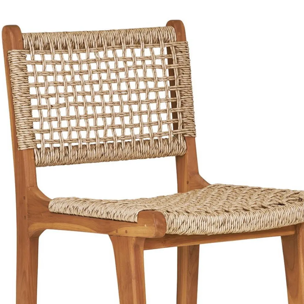 Wohnen Rattanmöbel*Teak Barstühle mit Kordelgeflecht - Merlan