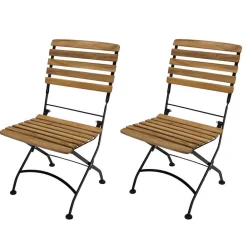 Wohnen Korbmöbel|Metall-Gartenmöbel*Teak Biergartenstühle klappbar - Middle (2er Set)