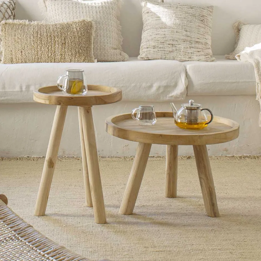 Wohnen Massivholzmöbel|Esszimmertische*Teak Couchtisch mit Drei-Bein-Gestell - Marcel