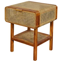 Wohnen Rattanmöbel|Nachttische*Teak Holz Nachtkommode mit Wiener Geflecht - Teako