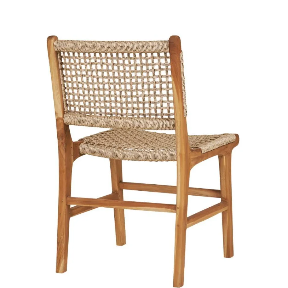 Wohnen Rattanmöbel*Teak Holzstühle mit Kordelgeflecht - Merlan (2er Set)