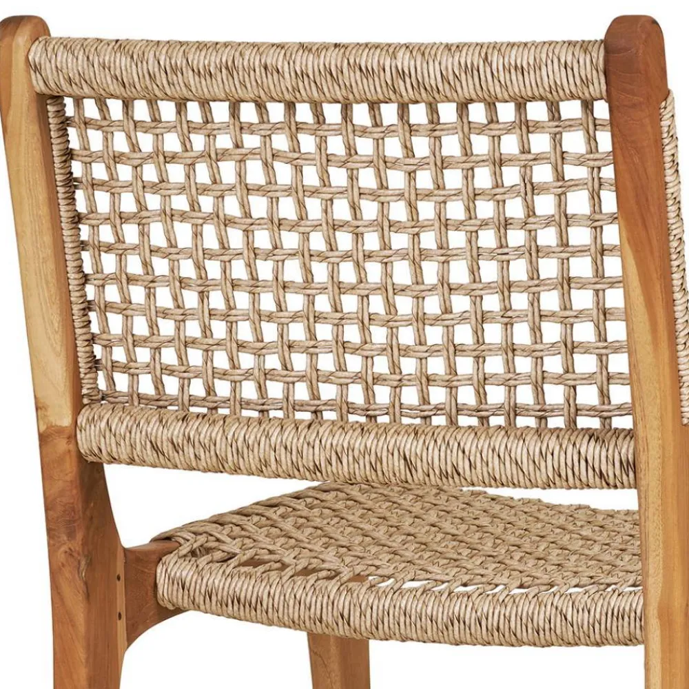 Wohnen Rattanmöbel*Teak Holzstühle mit Kordelgeflecht - Merlan (2er Set)