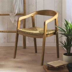 Wohnen Massivholzmöbel|Skandinavische Möbel*Teak Holzstuhl mit Armlehnen - Donabello