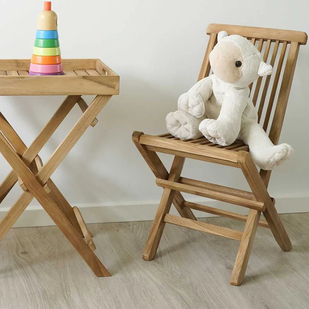 Kinder Wohnen Teak Kinderstühle mit 33 cm Sitzhöhe - Almente (2er Set)