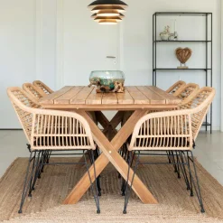 Wohnen Teak Recyclingholz Esstisch & Stühle - Placer (siebenteilig)