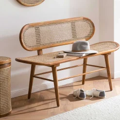 Wohnen Teak Wohnraum Bank mit Wiener Geflecht - Feliana