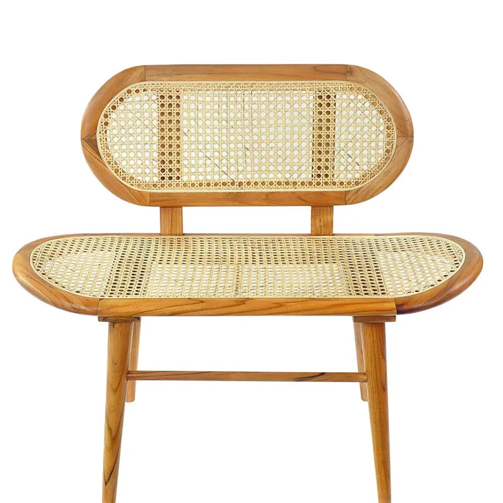 Wohnen Teak Wohnraum Bank mit Wiener Geflecht - Feliana