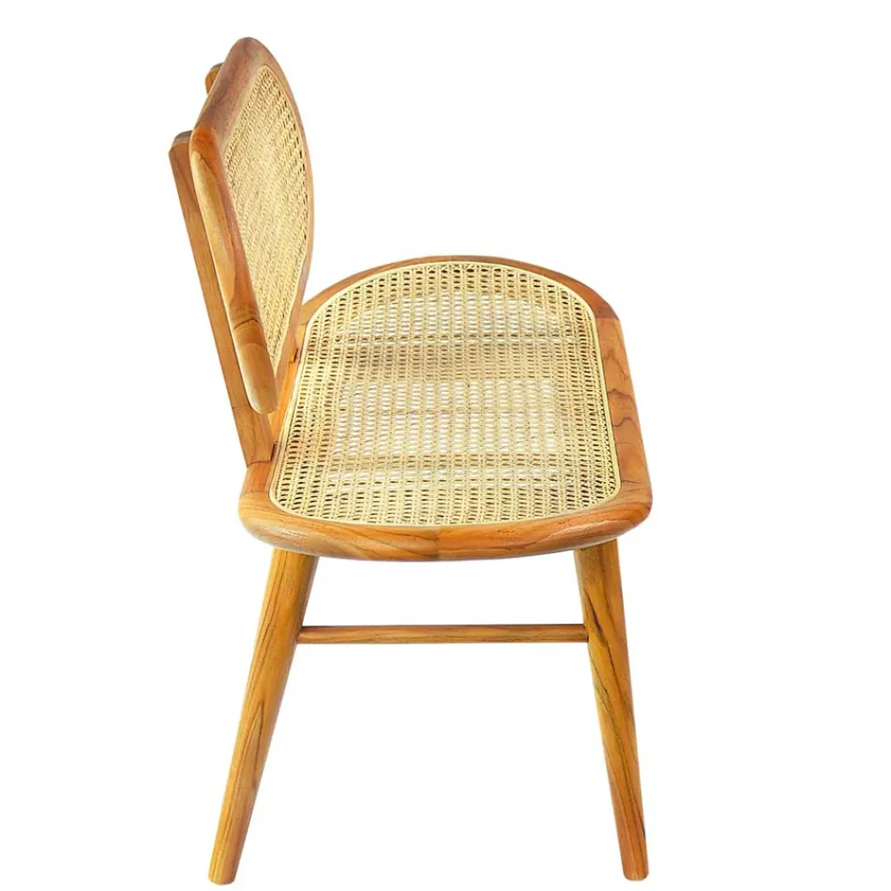 Wohnen Teak Wohnraum Bank mit Wiener Geflecht - Feliana