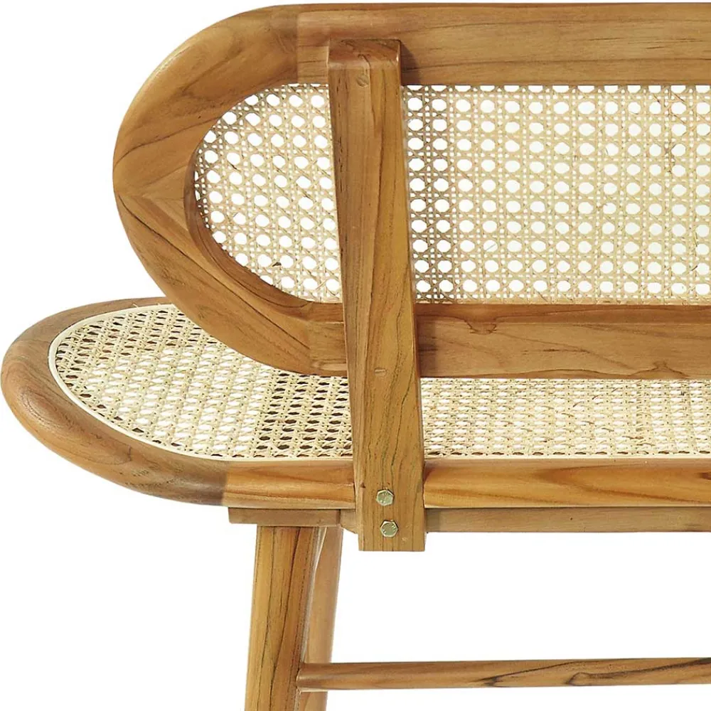 Wohnen Teak Wohnraum Bank mit Wiener Geflecht - Feliana