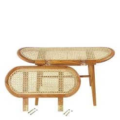 Wohnen Teak Wohnraum Bank mit Wiener Geflecht - Feliana