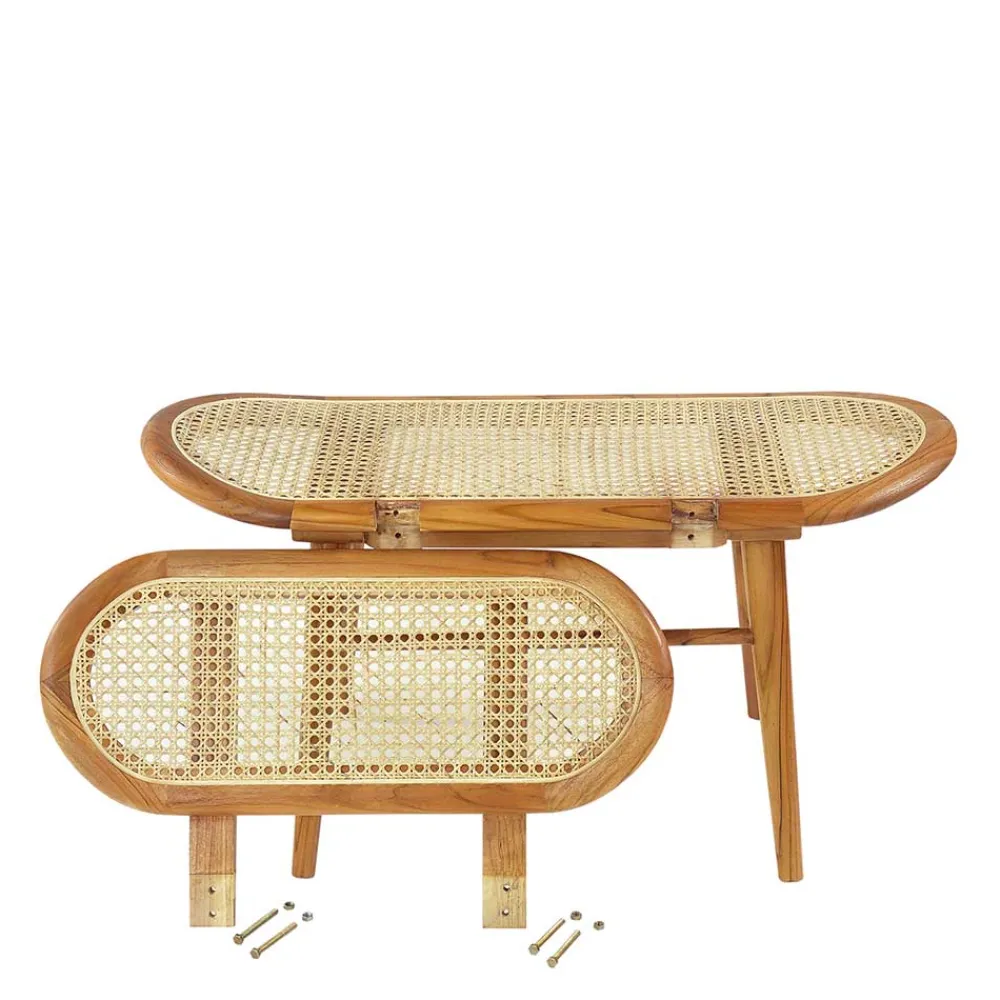 Wohnen Teak Wohnraum Bank mit Wiener Geflecht - Feliana