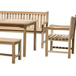 Wohnen Balkonmöbel|Terrassenmöbel*Teakholz Gartentisch-Gruppe massiv - Crajeva (fünfteilig)