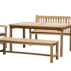 Wohnen Balkonmöbel|Terrassenmöbel*Teakholz Gartentisch-Gruppe massiv - Crajeva (fünfteilig)