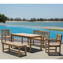 Wohnen Terrassenmöbel|Teakholz-Gartenmöbel*Teakholz Möbelset für den Garten - Klahuma (fünfteilig)