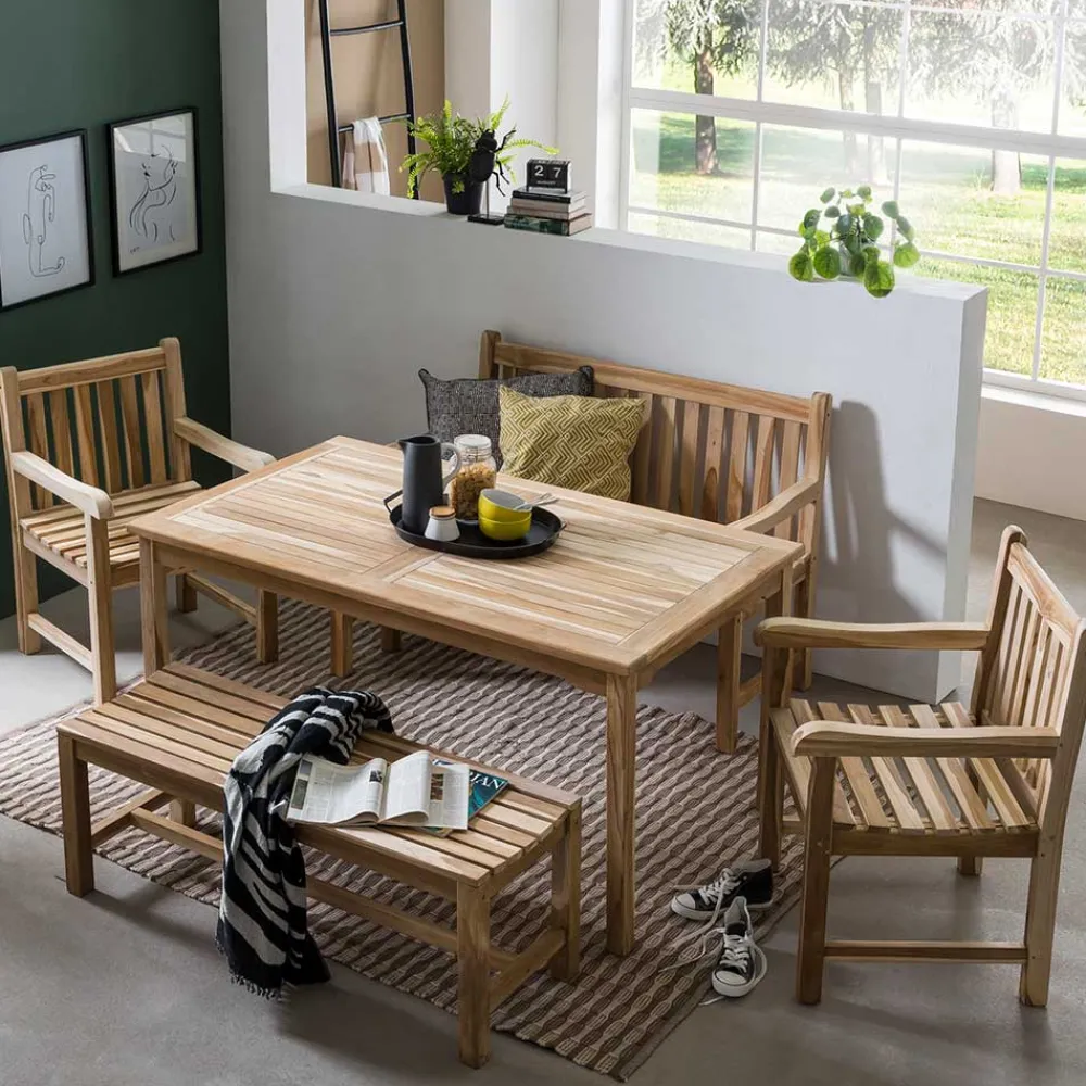 Wohnen Terrassenmöbel|Teakholz-Gartenmöbel*Teakholz Möbelset für den Garten - Klahuma (fünfteilig)