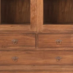 Wohnen Teakholz Vitrinenschrank Mangato im Landhausstil