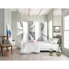 Wohnen 5-teiliger Design Paravent in Weiß Grau - Baladi