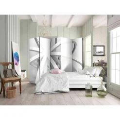 Wohnen 5-teiliger Design Paravent in Weiß Grau - Baladi