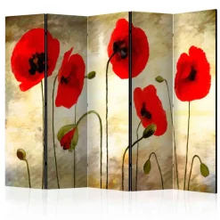 Wohnen 5-teiliger Paravent Gemalter Klatschmohn - Renira